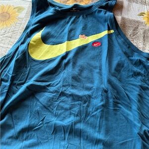Nike Teal Tank Top with Yellow Swoosh